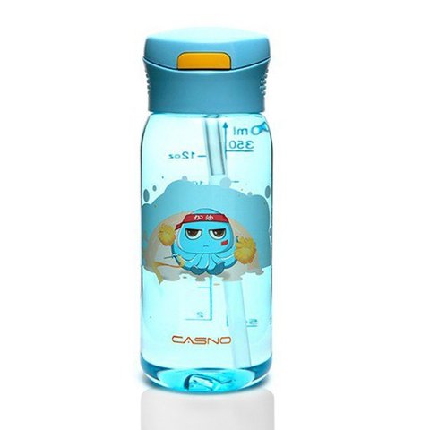 Пляшка для води CASNO 400 мл KXN-1195 Синя (восьминіг) з соломинкою KXN-1195_Blue фото