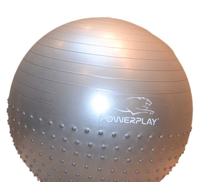 Мяч для фитнеса (фитбол) полумассажный PowerPlay 4003 Ø65 cm Gymball Серый + насос PP_4003_65cm_Light-grey фото