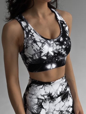 Жіночий спортивний костюм Marble, white/black (топ+шорти) - S XH010000S фото