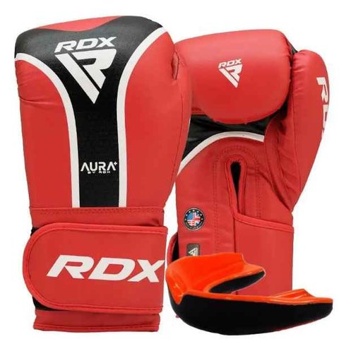 Боксерські рукавиці RDX AURA PLUS T-17 Red/Black 12 унцій (капа в комплекті) BGR-T17RB-12OZ+ фото