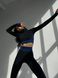 Жіночий комплект для спорту Fitness Attire, black-blue (топ, рашгард, лосіни) - S F010S фото 14