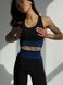 Жіночий комплект для спорту Fitness Attire, black-blue (топ, рашгард, лосіни) - S F010S фото 2