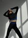 Жіночий комплект для спорту Fitness Attire, black-blue (топ, рашгард, лосіни) - S F010S фото 1