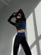 Жіночий комплект для спорту Fitness Attire, black-blue (топ, рашгард, лосіни) - S F010S фото 13