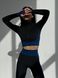 Жіночий комплект для спорту Fitness Attire, black-blue (топ, рашгард, лосіни) - S F010S фото 12
