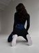 Жіночий комплект для спорту Fitness Attire, black-blue (топ, рашгард, лосіни) - S F010S фото 18