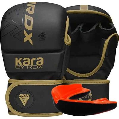 Перчатки для ММА RDX F6 KARA Matte Golden Plus S/M (капа в комплекте) GSR-F6MGL-S/M+ фото