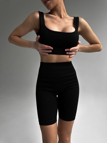 Жіночий костюм для фітнесу FitFusion, black (топ+шорти) - S RW010000S фото
