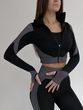 Женский спортивный комплект Fitness Attire, black-grey (топ, рашгард, лосины) - XL