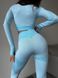 Женский спортивный комплект Fitness Attire, light-blue (топ, рашгард, лосины) - S F05S фото 9