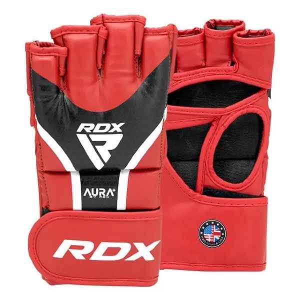 Рукавиці для ММА RDX AURA PLUS T-17 Red/Black S (капа у комплекті) GGR-T17RB-S+ фото