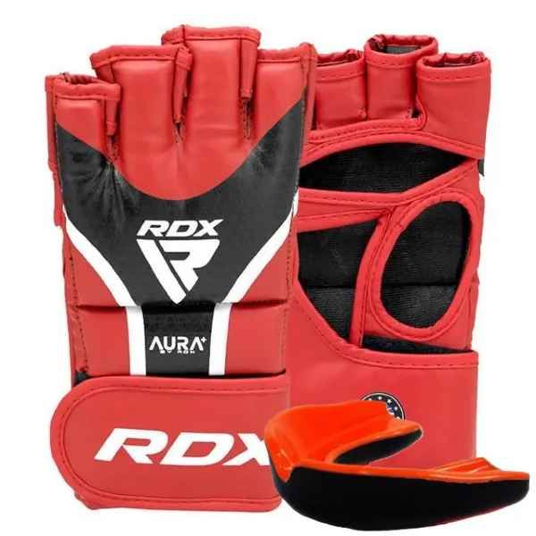 Рукавиці для ММА RDX AURA PLUS T-17 Red/Black S (капа у комплекті) GGR-T17RB-S+ фото