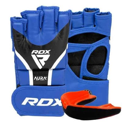 Перчатки для ММА RDX AURA PLUS T-17 Blue/Black S (капа в комплекте) GGR-T17UB-S+ фото