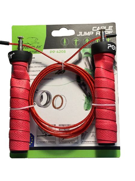 Скакалка швидкісна на підшипниках PowerPlay 4208 Fitness Jump Rope Червона (3m.) PP_4208_Red фото