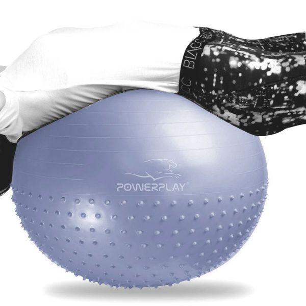 М'яч для фітнесу (фітбол) напівмасажний PowerPlay 4003 Ø75 cm Gymball Sky Blue + помпа PP_4003_75_Sky_Blue фото