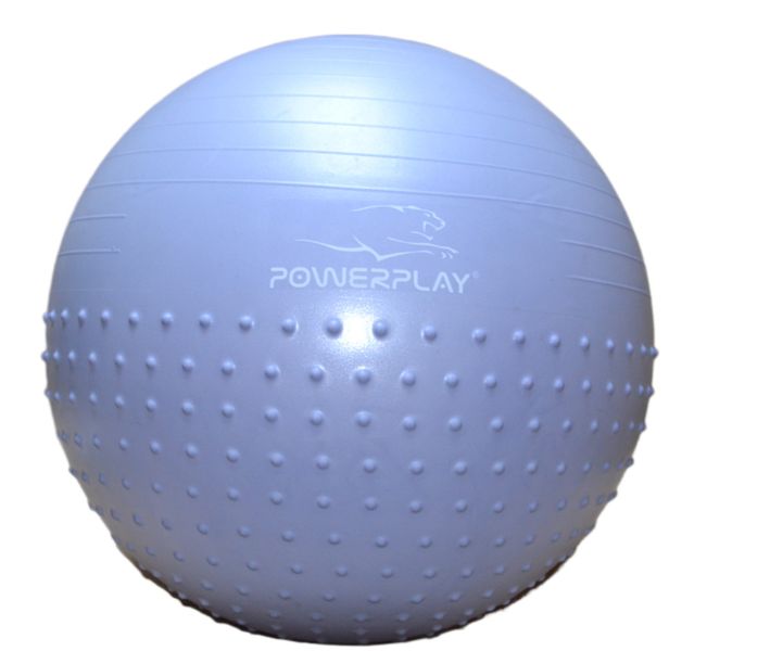 Мяч для фитнеса (фитбол) полумассажный PowerPlay 4003 Ø75 cm Gymball Sky Blue + насос PP_4003_75_Sky_Blue фото