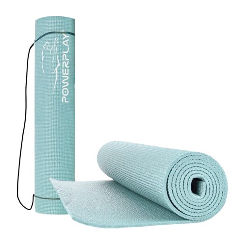 Килимок для йоги та фітнесу PowerPlay 4010 PVC Yoga Mat М'ятний (173x61x0.6) PP_4010_Mint_(173*0,6) фото