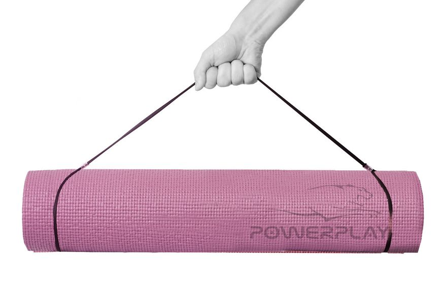 Килимок для йоги та фітнесу PowerPlay 4010 PVC Yoga Mat Рожевий (173x61x0.6) PP_4010_Rose_(173*0,6) фото