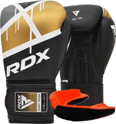 Боксерские перчатки RDX F7 Ego Black Golden 10 унций (капа в комплекте) BGR-F7BGL-10oz фото