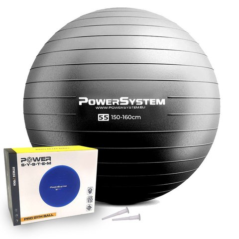 М'яч для фітнесу (фітбол) Power System PS-4011 Ø55 cm PRO Gymball Black 4011BK-0 фото
