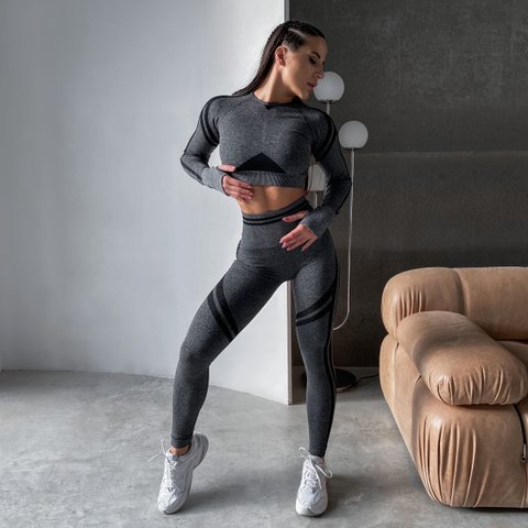 Костюм жіночий спортивний Elegance, dark grey (рашгард + легінси з пушап) - S XD020000S фото