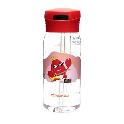 Бутылка для воды CASNO 400 мл KXN-1195 Красная (краб) с соломинкой KXN-1195_Red фото