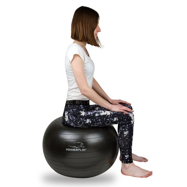 Мяч для фитнеса (фитбол) PowerPlay 4001 Ø65 cm Gymball Черный + насос PP_4001_65_Black фото