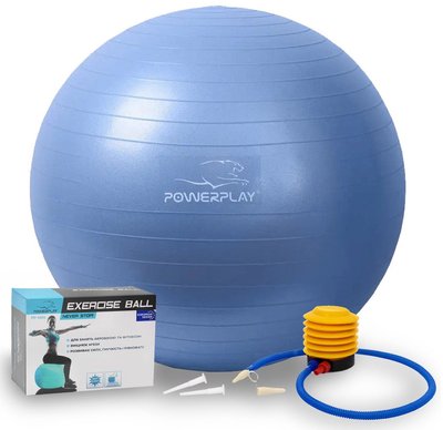 Мяч для фитнеса (фитбол) PowerPlay 4001 Ø65 cm Gymball Синий + насос PP_4001_65_Blue фото