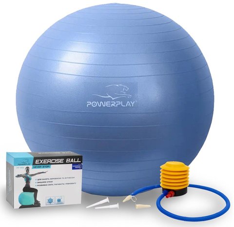 М'яч для фітнесу (фітбол) PowerPlay 4001 Ø65 cm Gymball Синій + помпа PP_4001_65_Blue фото