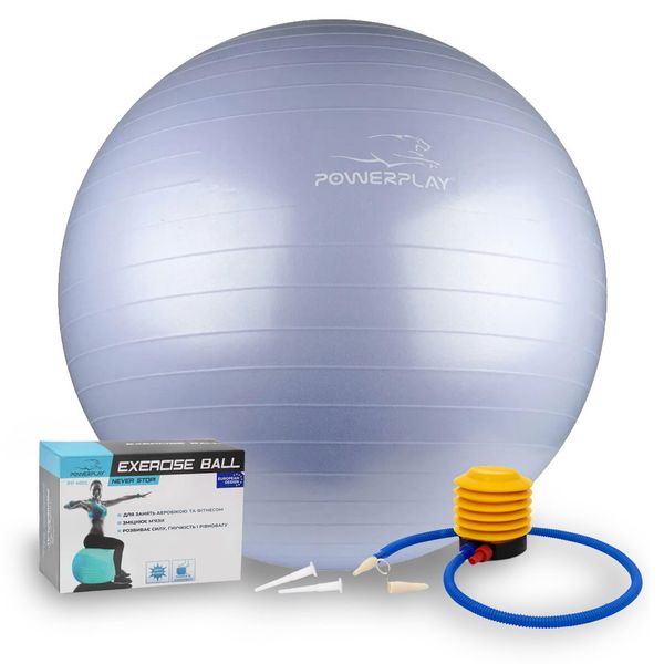 Мяч для фитнеса (фитбол) PowerPlay 4001 Ø75 cm Gymball Sky Blue + насос PP_4001_75_Sky_Blue фото