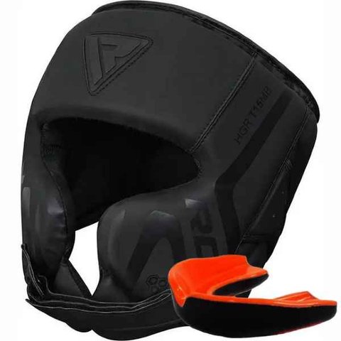 Боксерський шолом RDX T15 Noir Cheek Protector Matte Black M (капа у комплекті) HGR-T15MB-M фото
